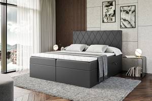 Boxspringbett LEPARO Hochglanz Schwarz - Breite: 160 cm - H4