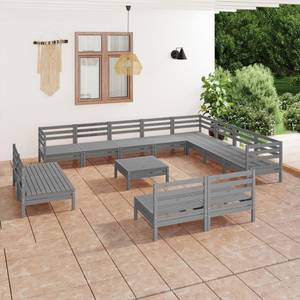 Garten-Lounge-Set Grau - Massivholz - Holzart/Dekor - 64 x 29 x 64 cm