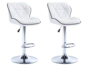 Tabouret de bar CALVIN Lot de 2 Blanc