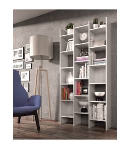 Bücherregal 3 Säulen 15 Fächer Italian Weiß - Holzwerkstoff - Kunststoff - 25 x 192 x 96 cm