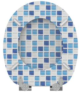 WC-Sitz mit Absenkautomatik Mosaik Blau Blau - Holzwerkstoff - 38 x 6 x 47 cm