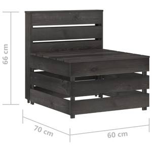 Ensemble de salon de jardin Gris - Bois massif - Bois/Imitation - 70 x 66 x 69 cm