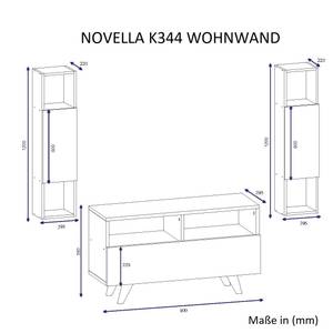 Wohnwand Novella K344 Weiß Walnuss Braun - Holzwerkstoff - 90 x 39 x 29 cm