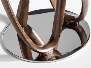 Table à manger en verre trempé et bois Marron - Bois massif - Bois/Imitation - 130 x 75 x 130 cm