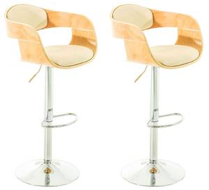 Tabouret de bar Kingston Lot de 2 Imitation hêtre - Blanc crème