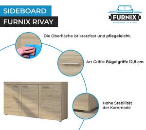 FURNIX Sideboard RIVAY 3F Sonoma Eiche Hell Dekor - Eiche Sonoma Dekor