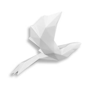 Harz-Skulptur Origami-Vogel Weiß