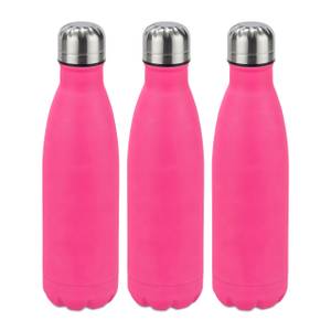 3 x Trinkflasche Edelstahl pink Schwarz - Pink - Silber