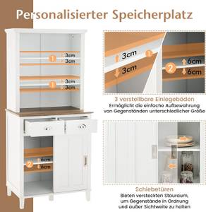 170cm Küchenschrank Holz Weiß - Holzwerkstoff - 47 x 170 x 76 cm