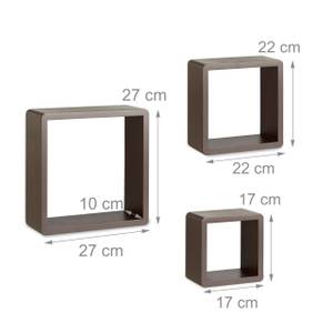 Wandregal Cubes 3-teiliges Set Braun - Holzwerkstoff - 27 x 27 x 10 cm