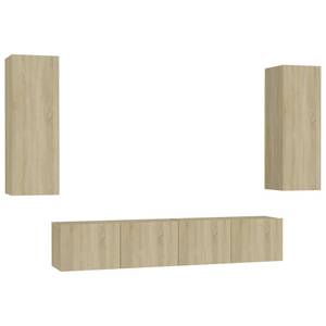 TV-Schrank 4er Set D220 Braun - Holzwerkstoff - 30 x 30 x 80 cm