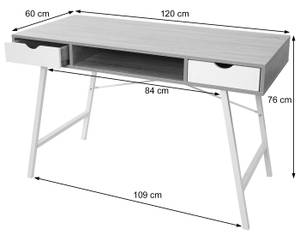 Schreibtisch E92 Schwarz - Metall - Holz teilmassiv - 120 x 76 x 60 cm