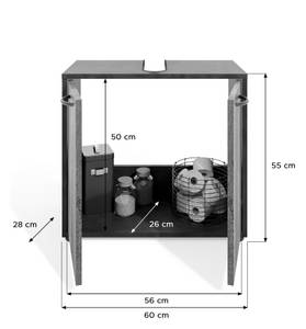 Waschbeckenunterschrank Matera & Grey Grau - Holzwerkstoff - 60 x 55 x 28 cm