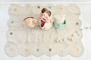 Tapis lavable en coton, COOKIE Beige - Textile - 120 x 160 cm