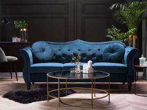 3-Sitzer Sofa SKIEN Schwarz - Blau - Marineblau