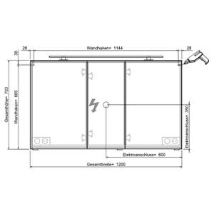 Badmöbel-Set in Eiche grifflos 120cm Braun - Holzwerkstoff - 120 x 200 x 45 cm