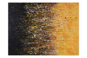 Acrylbild handgemalt Blending of Worlds Gelb - Massivholz - Textil - 100 x 75 x 4 cm
