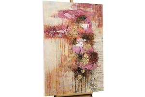 Tableau peint à la main Sweas Sugar Rose foncé - Bois massif - Textile - 80 x 120 x 4 cm