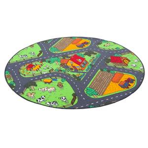 Kinder Spiel Teppich Bauernhof Rund 133 x 133 cm