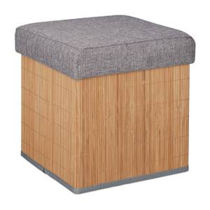 Sitzhocker mit Stauraum Braun - Grau - Bambus - Holzwerkstoff - Textil - 35 x 36 x 35 cm