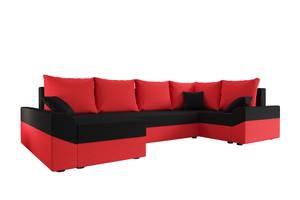 Ecksofa DENVI-LONG Schwarz - Rot - Ecke davorstehend rechts