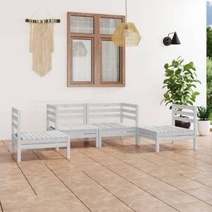 Salon de jardin Blanc - Bois massif - Bois/Imitation - 64 x 63 x 64 cm