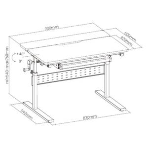 Kinderschreibtisch LUME601 Weiß - Holz teilmassiv - 90 x 55 x 60 cm