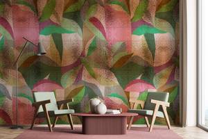 Fototapete Grandezza Walls by Patel Beige - Grün - Pink - Kunststoff - Textil - 400 x 270 x 0 cm