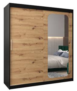 Armoire à portes coulissantes promo t2 Noir - Imitation chêne - Largeur : 180 cm - 2 porte