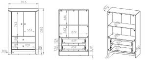 Stauraumschrank TERNI Grau - Holzwerkstoff - 92 x 139 x 42 cm