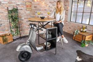 Bartisch UPCYCLING SCOOTER Schwarz - Braun - Silber - Metall - Holzart/Dekor - 120 x 116 x 77 cm