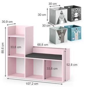 Sitzbankset Luigi 4 Faltboxen Pink - Holzwerkstoff - 107 x 89 x 31 cm