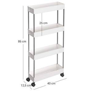 Lagerwagen Weiß - Holzwerkstoff - Metall - 40 x 86 x 13 cm