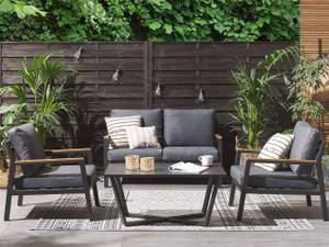 Set de jardin DELIA Noir - Marron - Gris - Métal - 128 x 70 x 79 cm