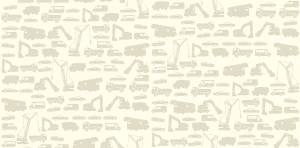 Baustellen Tapete Kinderzimmer Beige - Kunststoff - Textil - 53 x 53 x 1005 cm