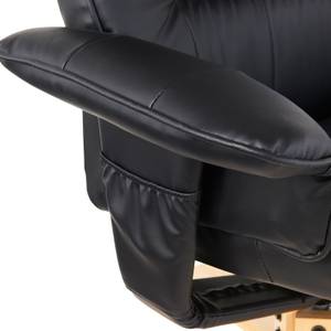 Fauteuil relaxation + repose-pied CHARLY Noir - Imitation chêne