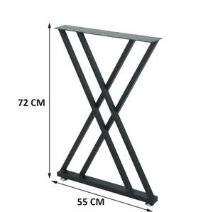 Tischgestell Metall ma39 Schwarz - Metall - 55 x 72 x 3 cm