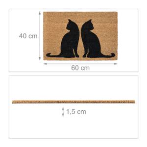 Paillasson coco avec motif de chat Noir - Marron - Fibres naturelles - Matière plastique - 60 x 2 x 40 cm