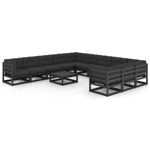 Salon de jardin (lot de 12) 3009725-1 Noir - Bois massif - Bois/Imitation - 70 x 30 x 70 cm