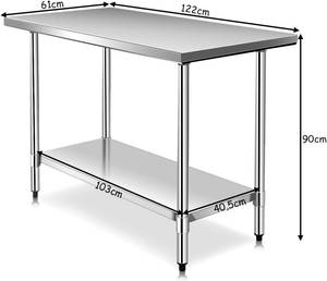 Küchentisch Edelstahl Silber - Metall - 61 x 90 x 122 cm