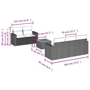 Gartensitzgruppe K5663(6-tlg) Schwarz - Massivholz - 69 x 62 x 66 cm