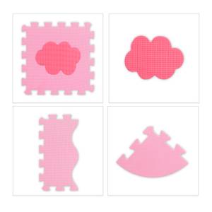 34 pièces Tapis puzzle avec bord Rose clair - Rose foncé - Blanc