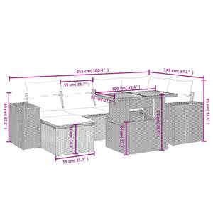 Gartensitzgruppe K4869(7-tlg) Braun - Massivholz - 69 x 62 x 62 cm