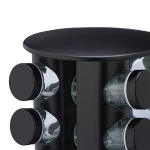 Tourniquet à épices avec pots en verre Noir - Verre - Métal - 19 x 22 x 19 cm