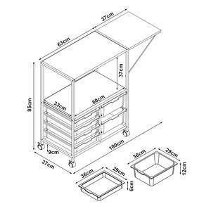 Rollwagen Sørfold Weiß - Metall - 37 x 85 x 100 cm