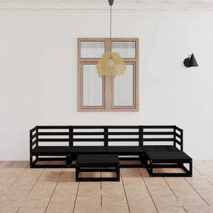 Garten-Lounge-Set (6-teilig) 3009926-1 Schwarz - Massivholz - Holzart/Dekor - 70 x 30 x 70 cm