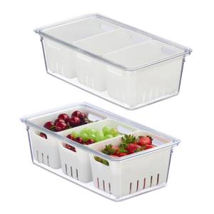 Organiseur de frigo en lot de 2 Blanc - Matière plastique - 32 x 10 x 18 cm