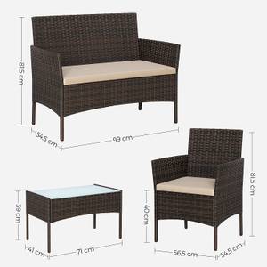 Gartenmöbel-Set Lounge-Set 4-teilig Braun - Metall - 55 x 82 x 57 cm