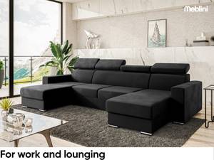 Ecksofa Voss U-Form Schwarz