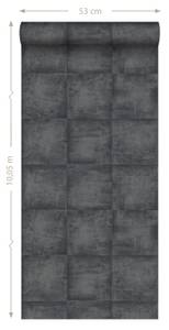 papier peint effet béton 6690 Noir - Fibres naturelles - Textile - 53 x 1005 x 1005 cm